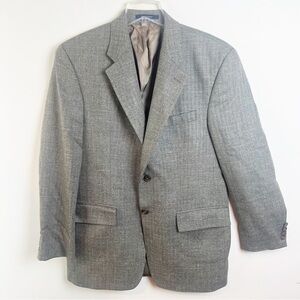 Ralph Lauren Chaps Silk Linen Wool Herringbone Blazer 38 Short Mens Jacket Brown